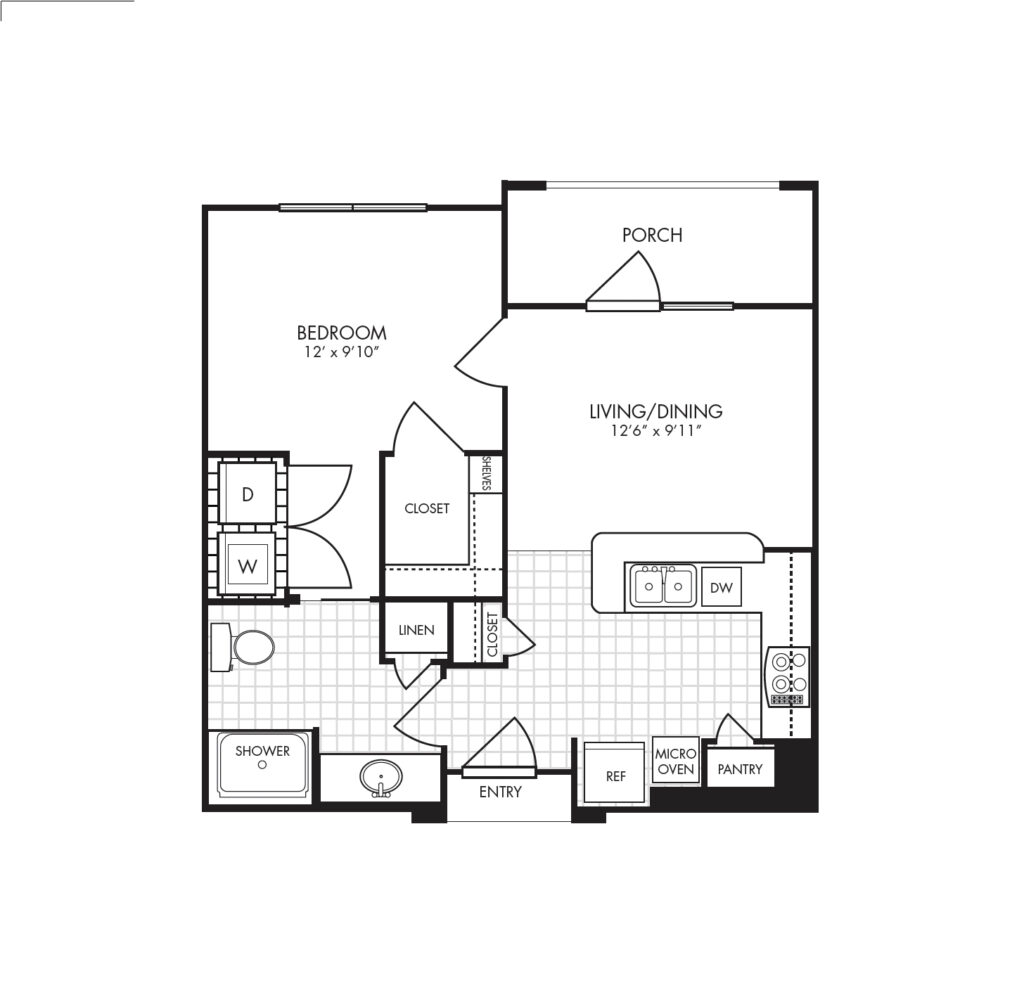 The Landon at Lake Highlands layout for "Lombardy - One Bedroom" with 575 square feet.