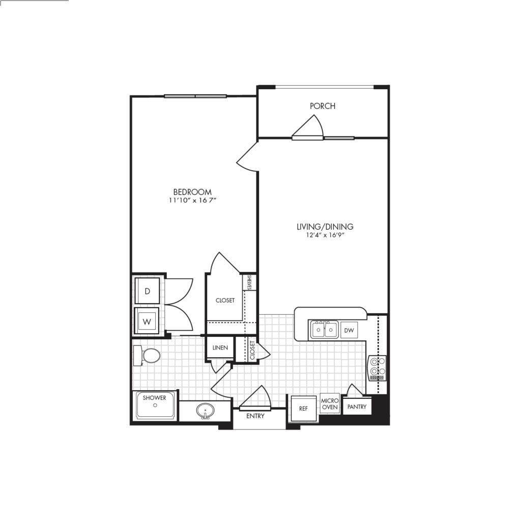 The Landon at Lake Highlands layout for "Veneto - One Bedroom" with 750 square feet.