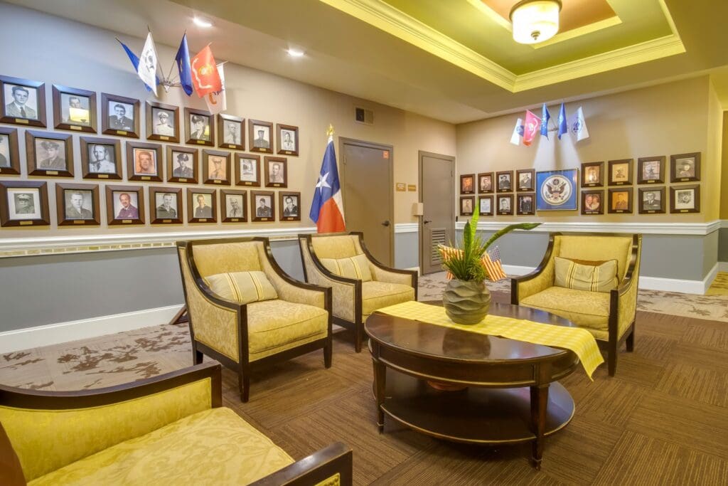 DSCF0301 - The Landon at Lake Highlands Interior image of the Wall of Honor at The Landon at Lake Highlands, a senior living community in Lakewood, TX.